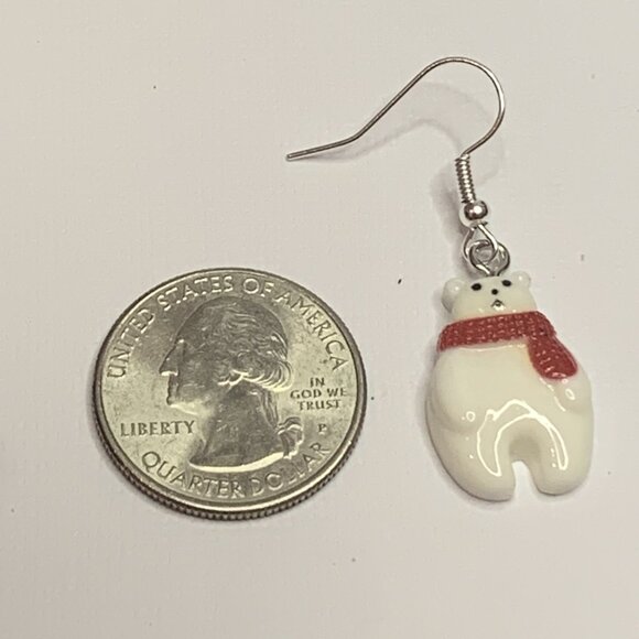 Polar Bear Earring, Christmas Earring, Holiday Earring, Gift Idea, Polar Bear - Picture 5 of 7